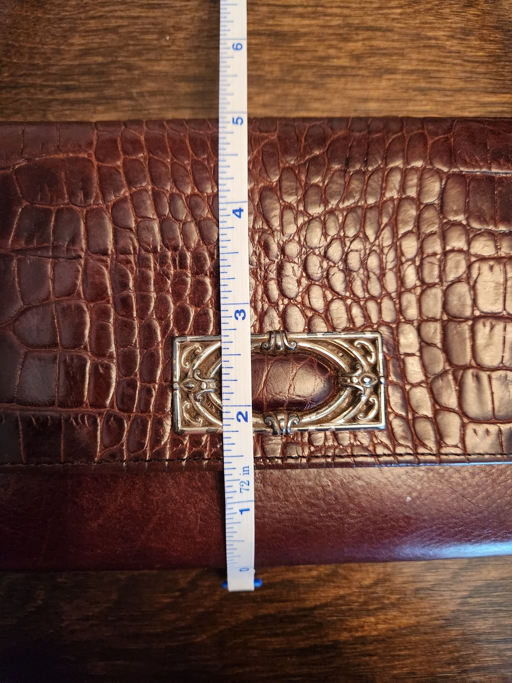Brighton Brown Croc-Embossed Leather Crossbody Bag with Silver Accent - Picture 12 of 12